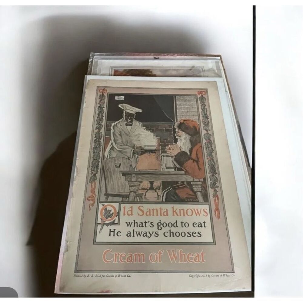 1920 Cream Of Wheat Old Santa Knows Christmas Bird Art Advertisement Cereal